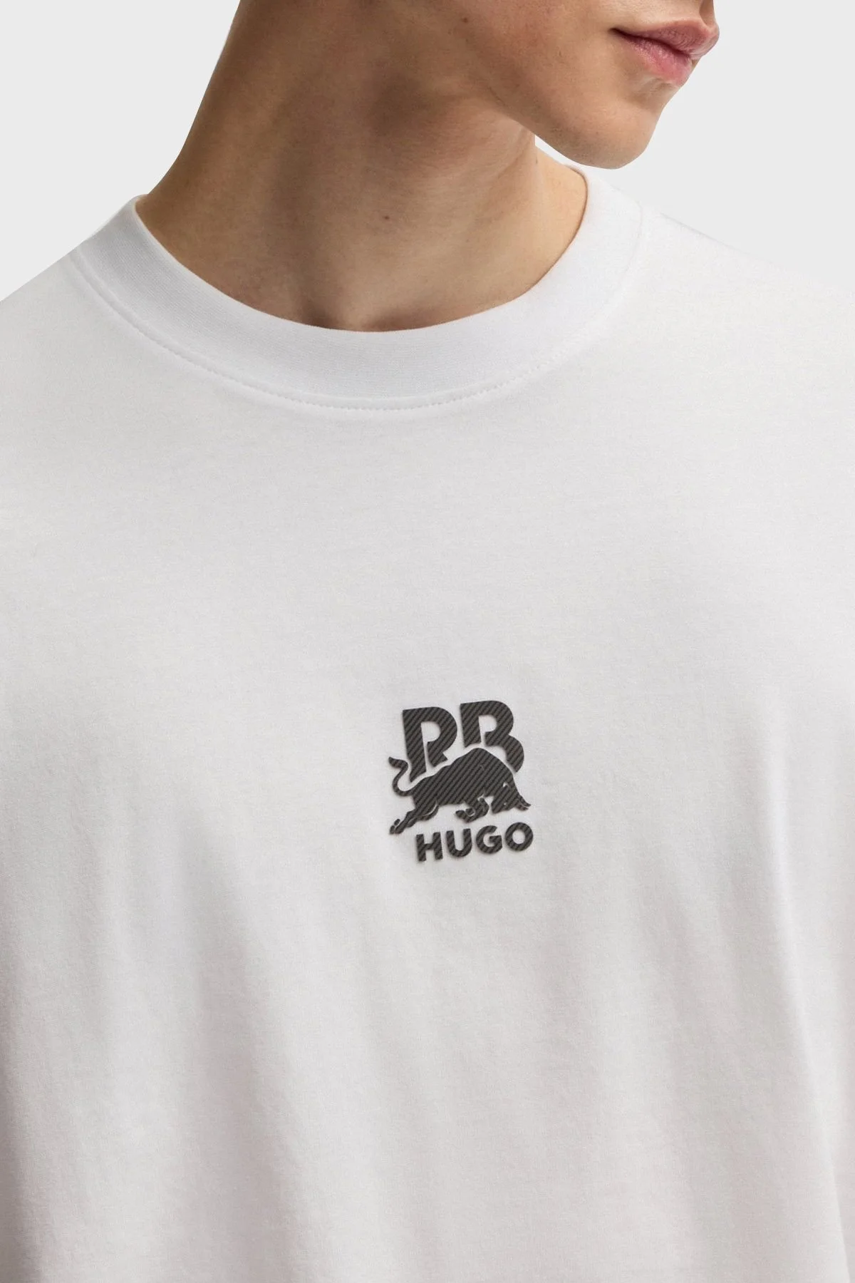 Hugo % 100 Pamuk Relaxed Fit Bisiklet Yaka Logolu Erkek T Shirt 50542766 100 BEYAZ - 4