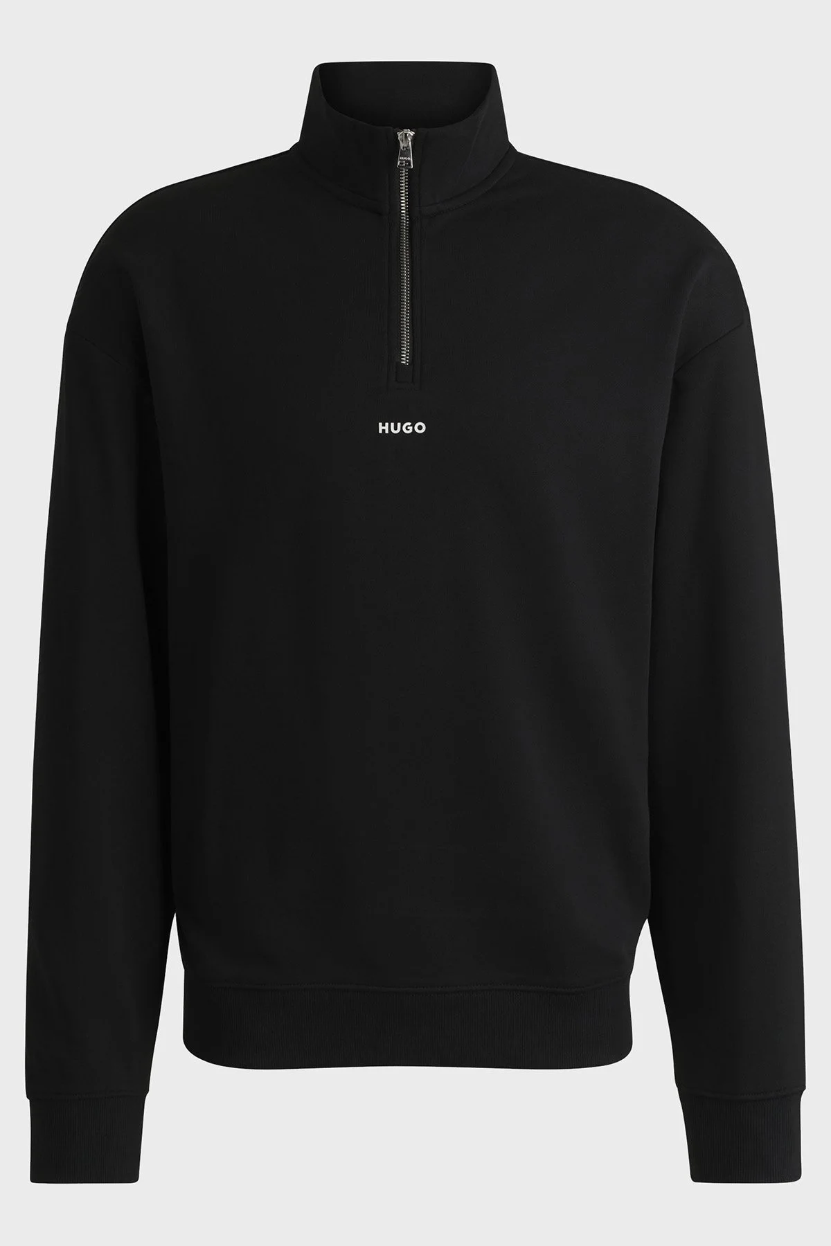 Hugo % 100 Pamuk Relaxed Fit Dik Yaka Logolu Erkek Sweat 50525881 001 SİYAH - 5