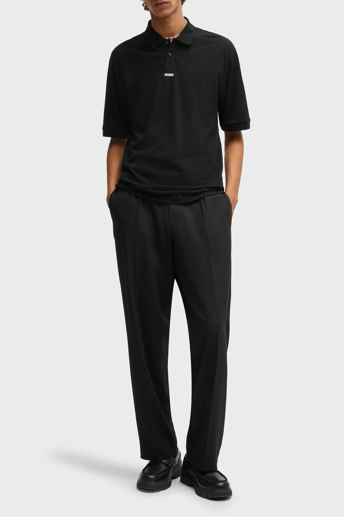 Hugo % 100 Pamuk Relaxed Fit Düğmeli Erkek Polo Yaka T Shirt 50493206 001 SİYAH - 2