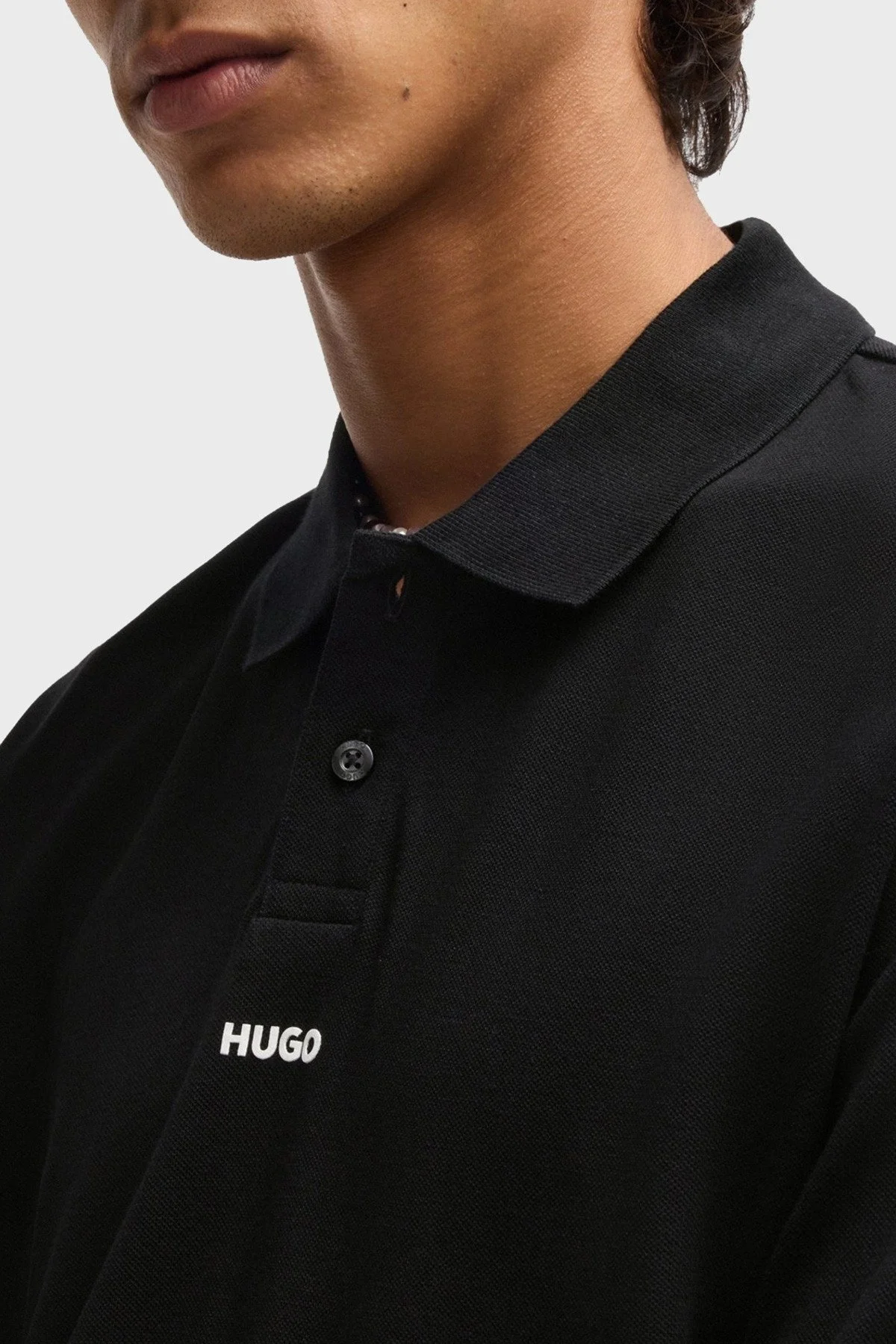 Hugo % 100 Pamuk Relaxed Fit Düğmeli Erkek Polo Yaka T Shirt 50493206 001 SİYAH - 4