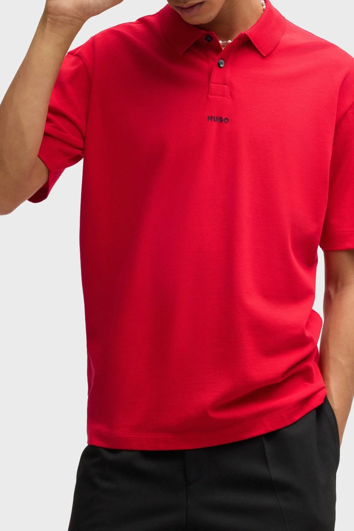 Hugo % 100 Pamuk Relaxed Fit Düğmeli Erkek Polo Yaka T Shirt 50493206 694 KIRMIZI - 1