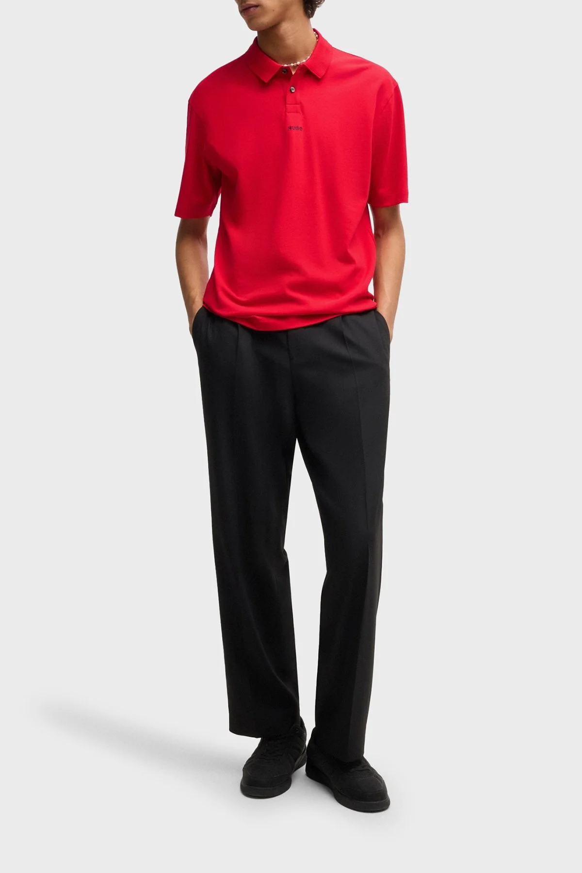 Hugo % 100 Pamuk Relaxed Fit Düğmeli Erkek Polo Yaka T Shirt 50493206 694 KIRMIZI - 2