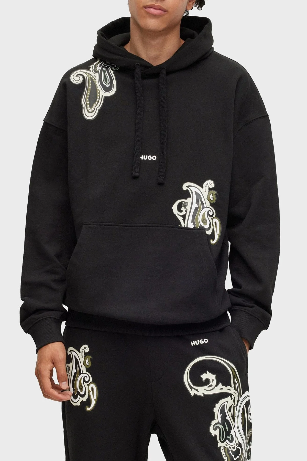 Hugo % 100 Pamuk Relaxed Fit Kanguru Cepli Kapüşonlu Erkek Sweat 50494559 001 SİYAH - 6