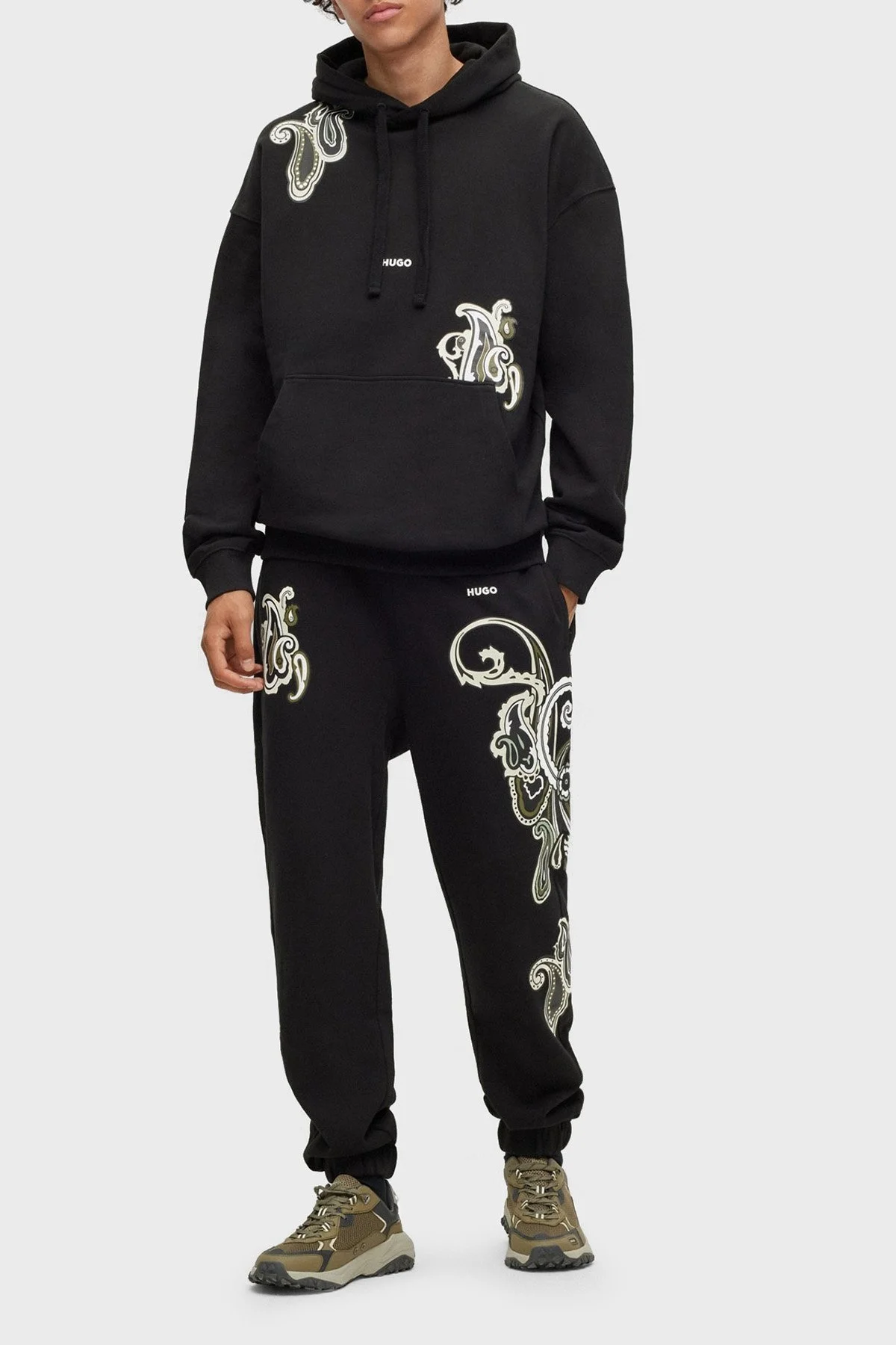 Hugo % 100 Pamuk Relaxed Fit Kanguru Cepli Kapüşonlu Erkek Sweat 50494559 001 SİYAH - 7