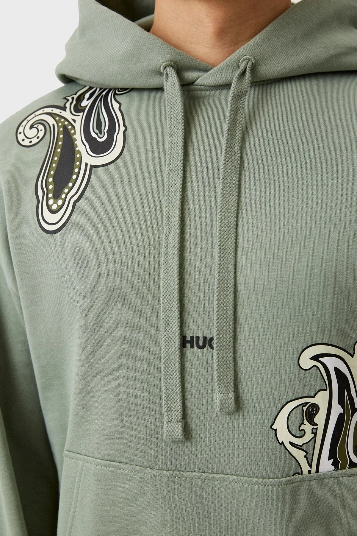 Hugo % 100 Pamuk Relaxed Fit Kanguru Cepli Kapüşonlu Erkek Sweat 50494559 330 AÇIK YEŞİL - 10