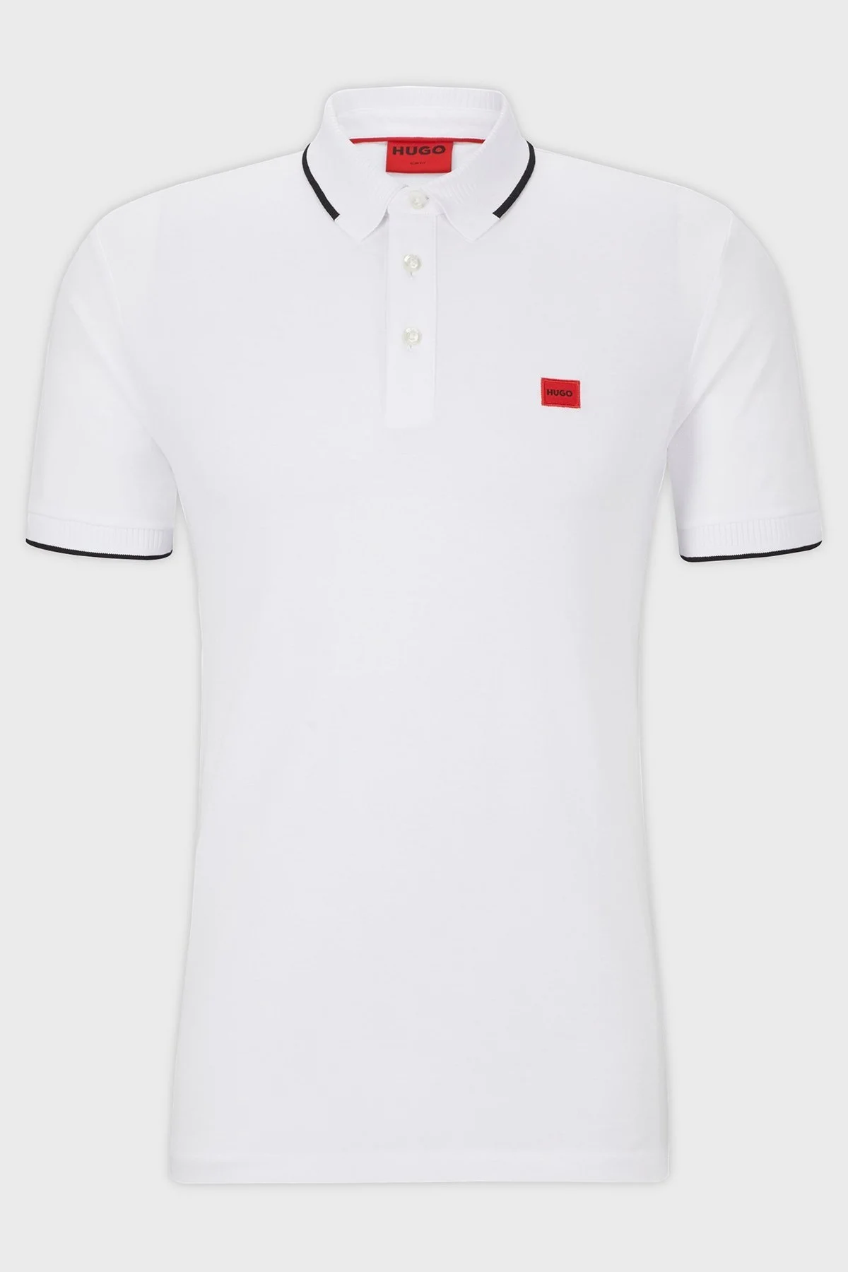 Hugo % 100 Pamuk Slim Fit Erkek Polo Yaka T Shirt 50490775 120 BEYAZ - 5