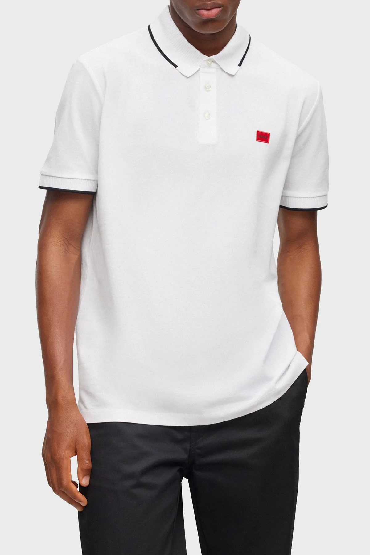 Hugo % 100 Pamuk Slim Fit Erkek Polo Yaka T Shirt 50490775 120 BEYAZ - 1