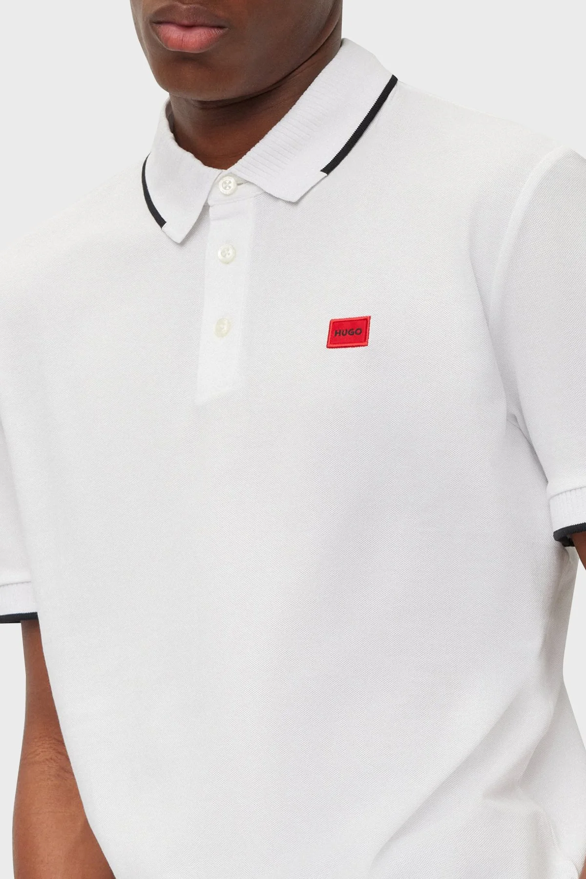 Hugo % 100 Pamuk Slim Fit Erkek Polo Yaka T Shirt 50490775 120 BEYAZ - 4