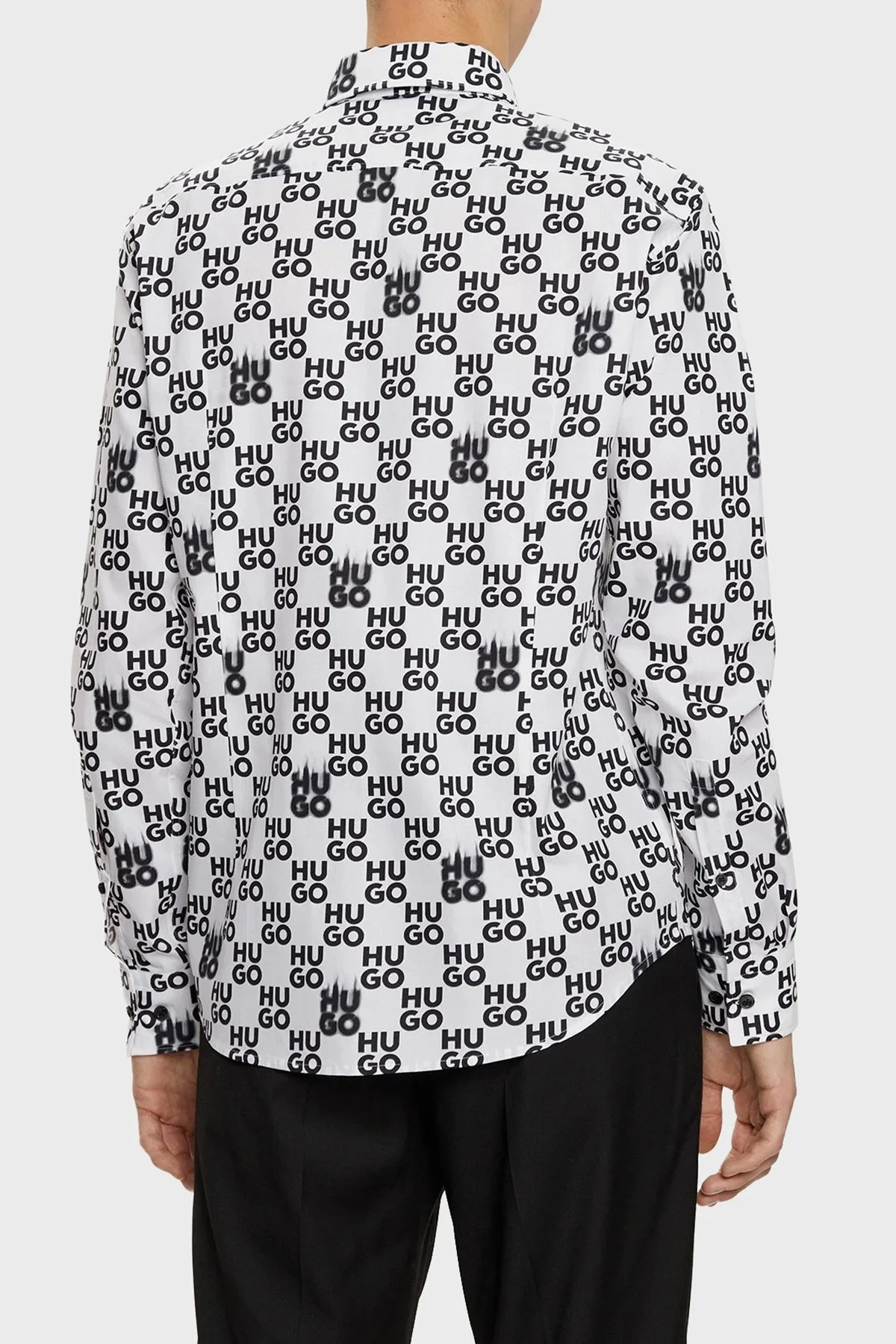 Hugo % 100 Pamuk Slim Fit Tamamı Logolu Erkek Gömlek 50534257 199 SİYAH-BEYAZ - 3