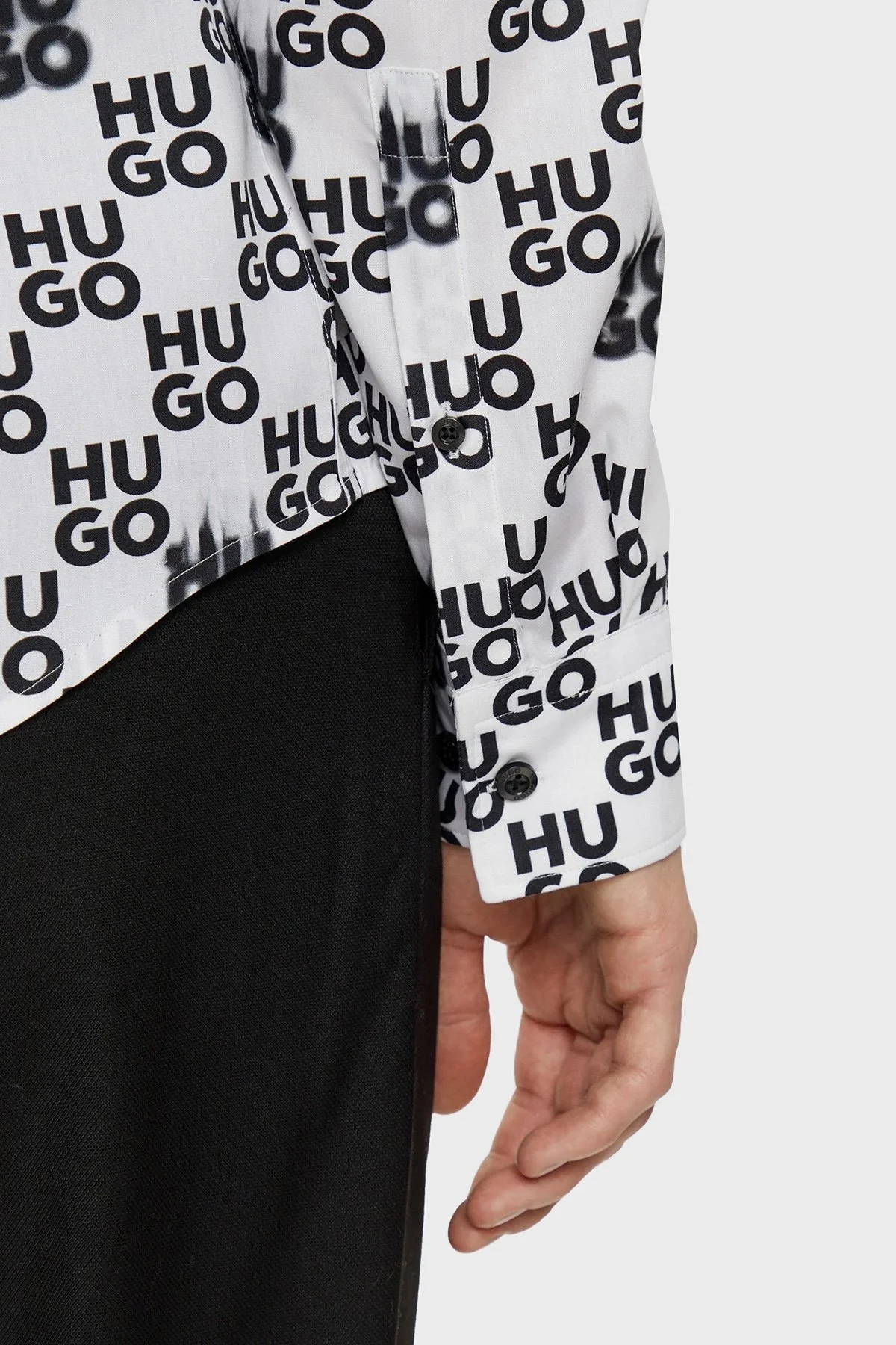 Hugo % 100 Pamuk Slim Fit Tamamı Logolu Erkek Gömlek 50534257 199 SİYAH-BEYAZ - 5