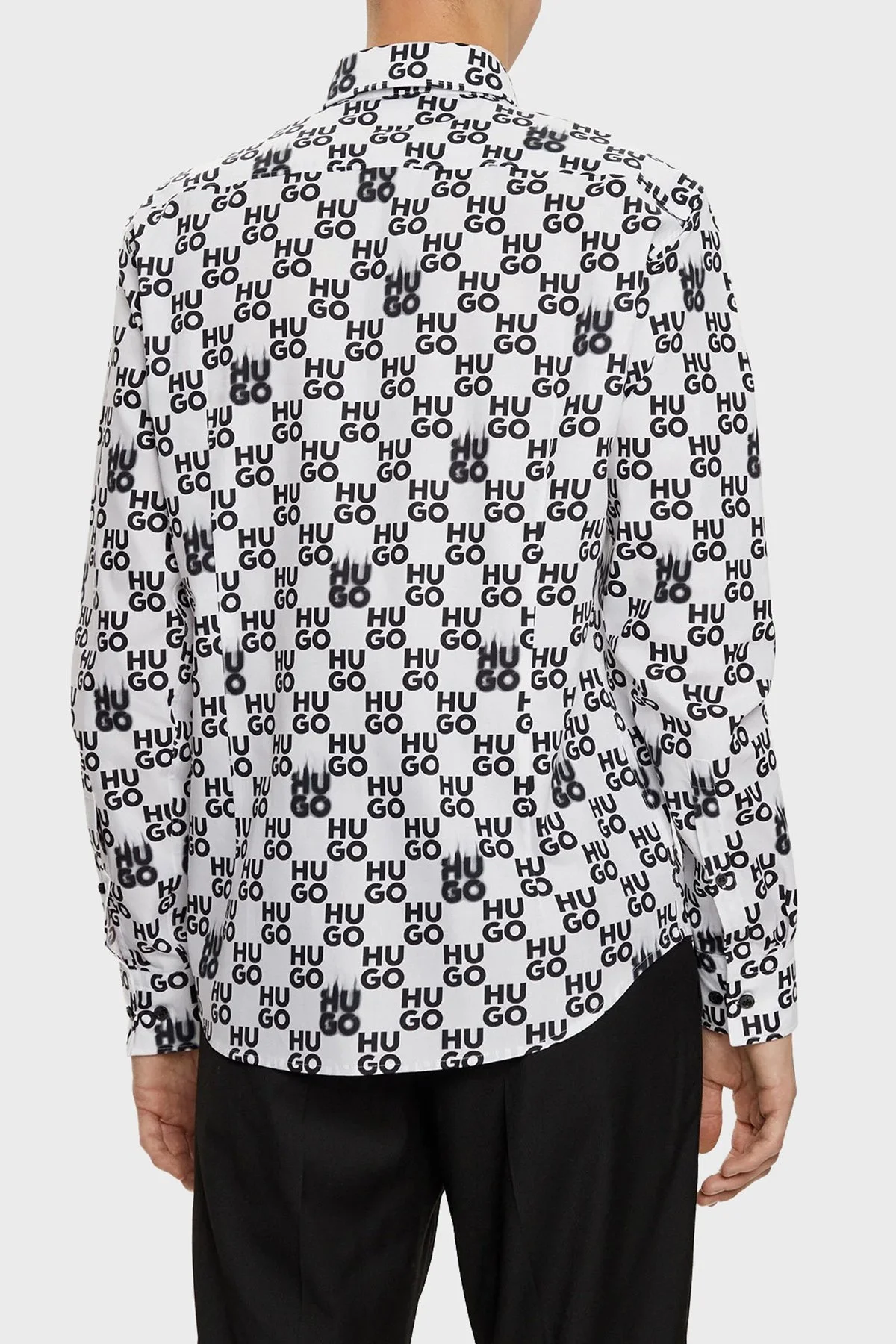 Hugo % 100 Pamuk Slim Fit Tamamı Logolu Erkek Gömlek 50534257 199 SİYAH-BEYAZ - 3
