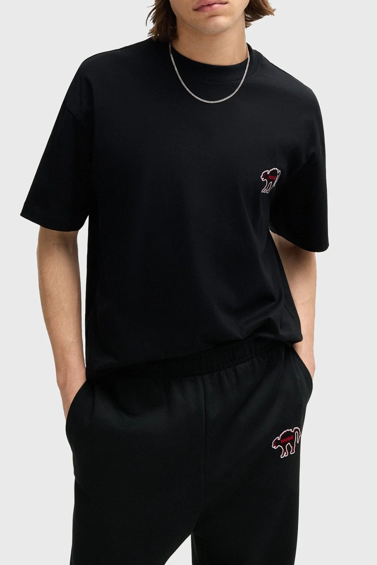 Hugo % 100 Pamuklu Regular Fit Erkek T Shirt 50518963 001 SİYAH - 6