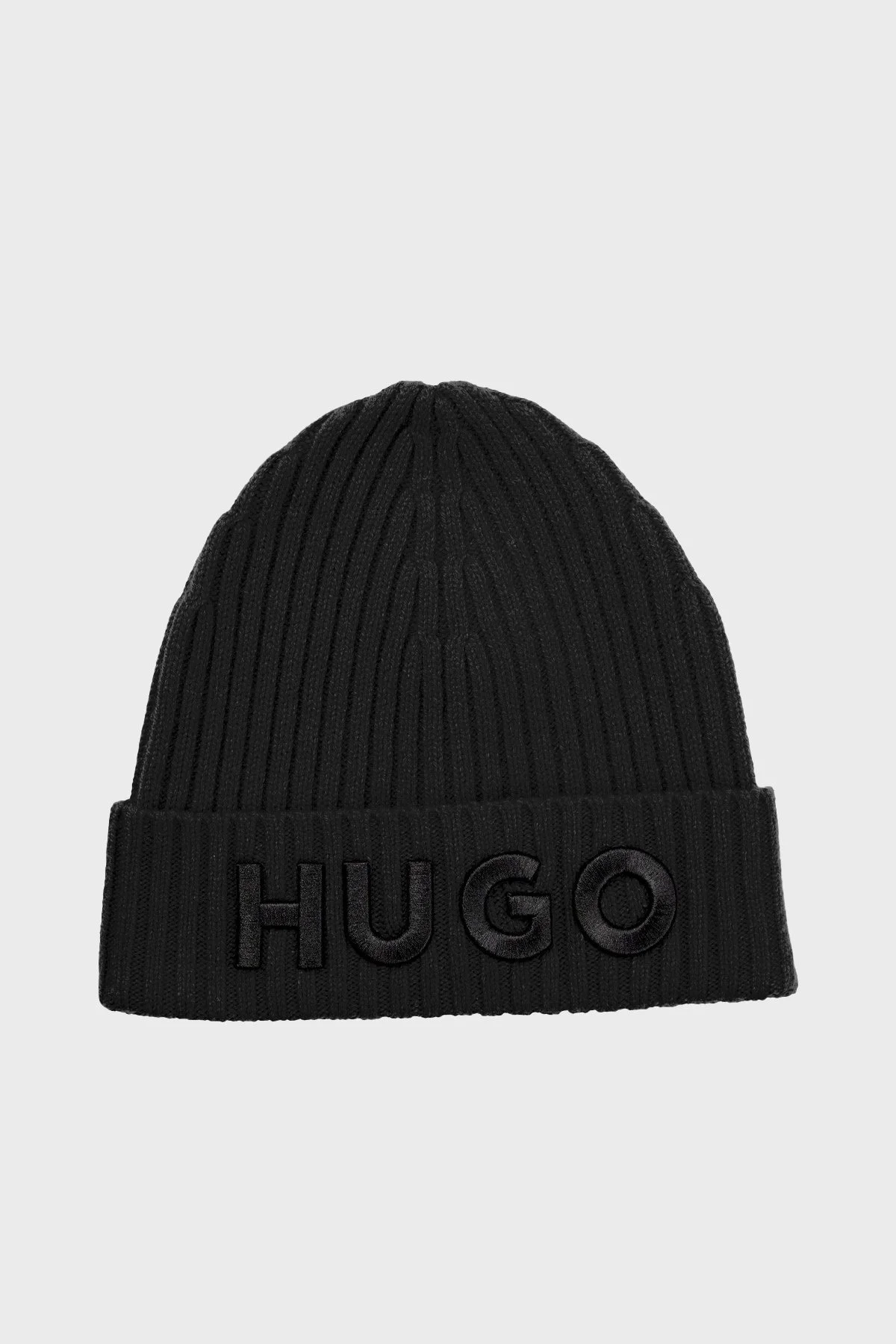 Hugo % 100 Yün Nakış Logo İşlemeli Örme Erkek Bere 50495778 001 SİYAH - 1