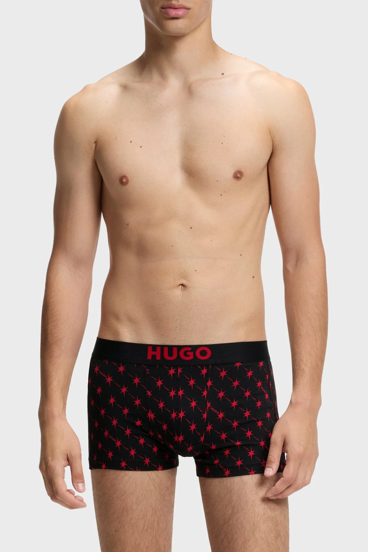 Hugo 3 Pack Yıldız Desenli Logolu Erkek Boxer 50549140 641 Siyah - 2