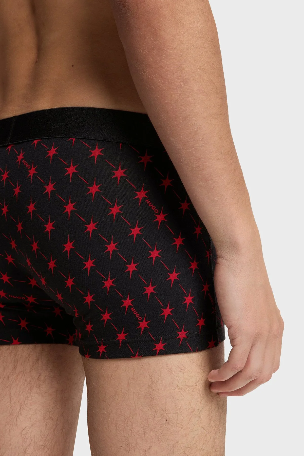 Hugo 3 Pack Yıldız Desenli Logolu Erkek Boxer 50549140 641 Siyah - 7