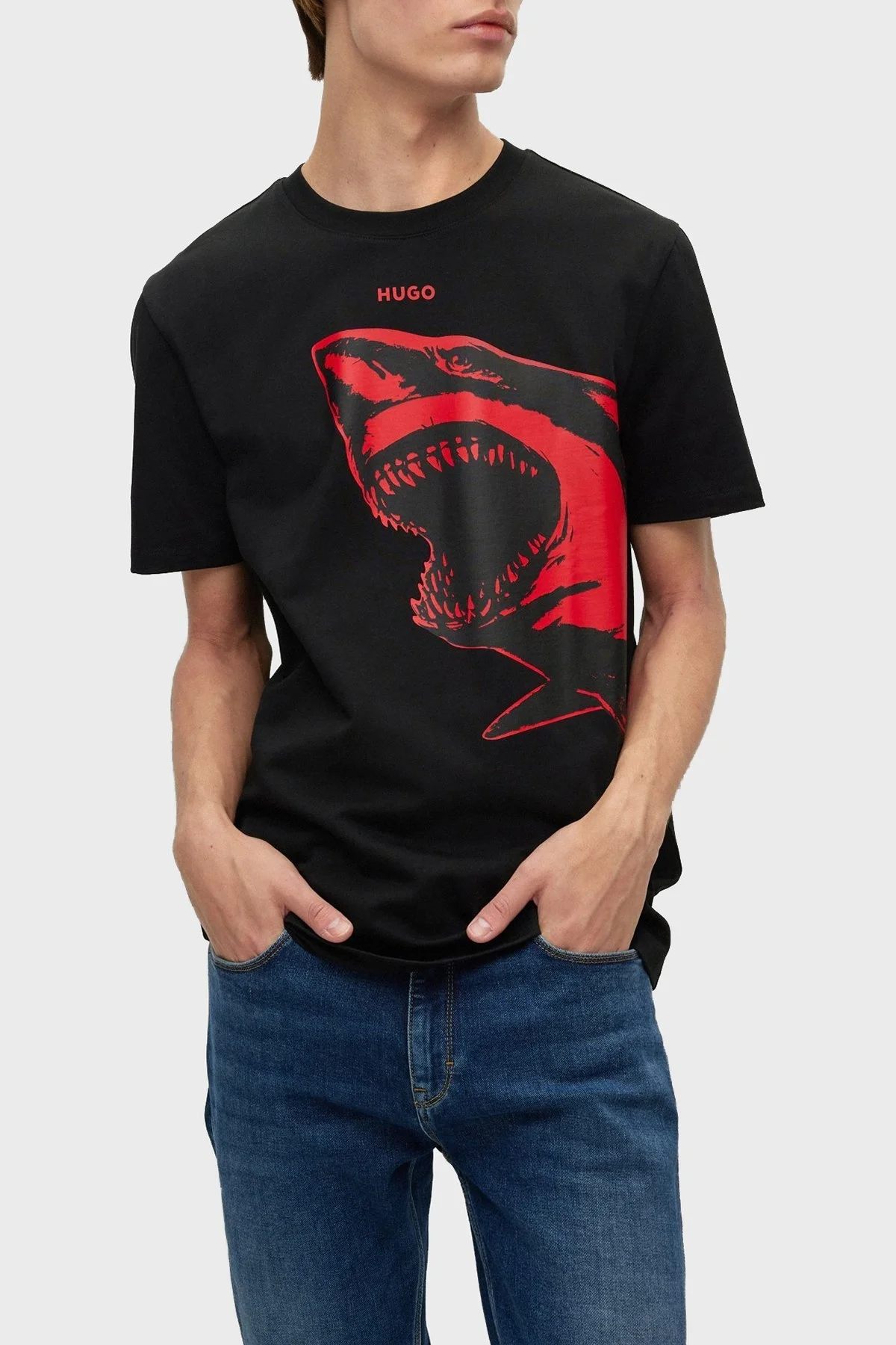 Hugo Baskılı % 100 Pamuk Regular Fit Bisiklet Yaka Erkek T Shirt 50493058 001 SİYAH - 1