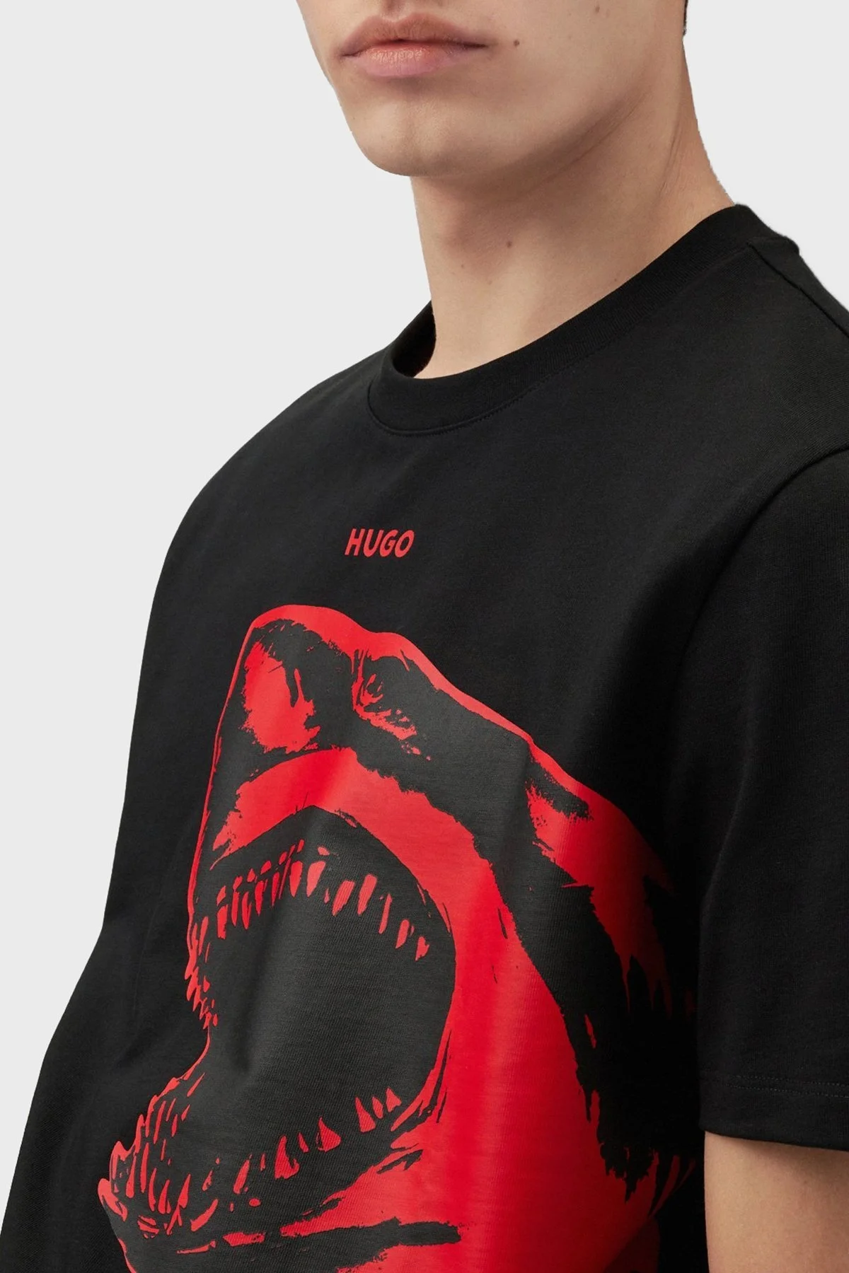 Hugo Baskılı % 100 Pamuk Regular Fit Bisiklet Yaka Erkek T Shirt 50493058 001 SİYAH - 4