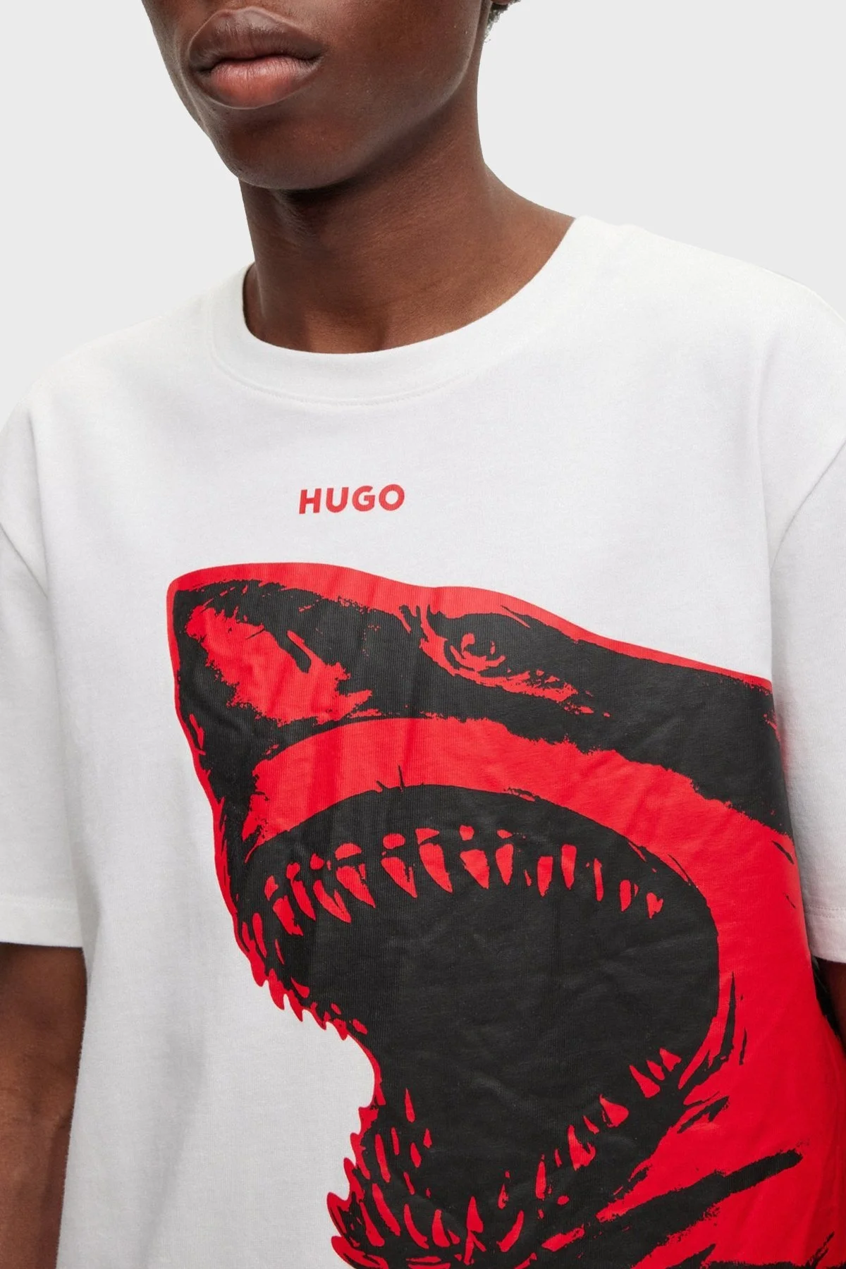 Hugo Baskılı % 100 Pamuk Regular Fit Bisiklet Yaka Erkek T Shirt 50493058 100 BEYAZ - 4