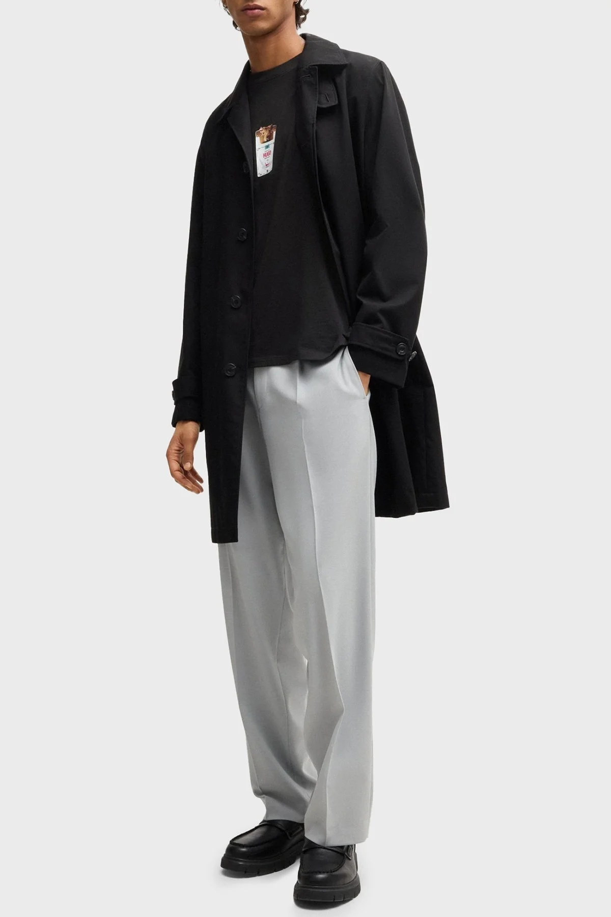 Hugo Baskılı % 100 Pamuk Relaxed Fit Bisiklet Yaka Erkek T Shirt 50530683 001 SİYAH - 2