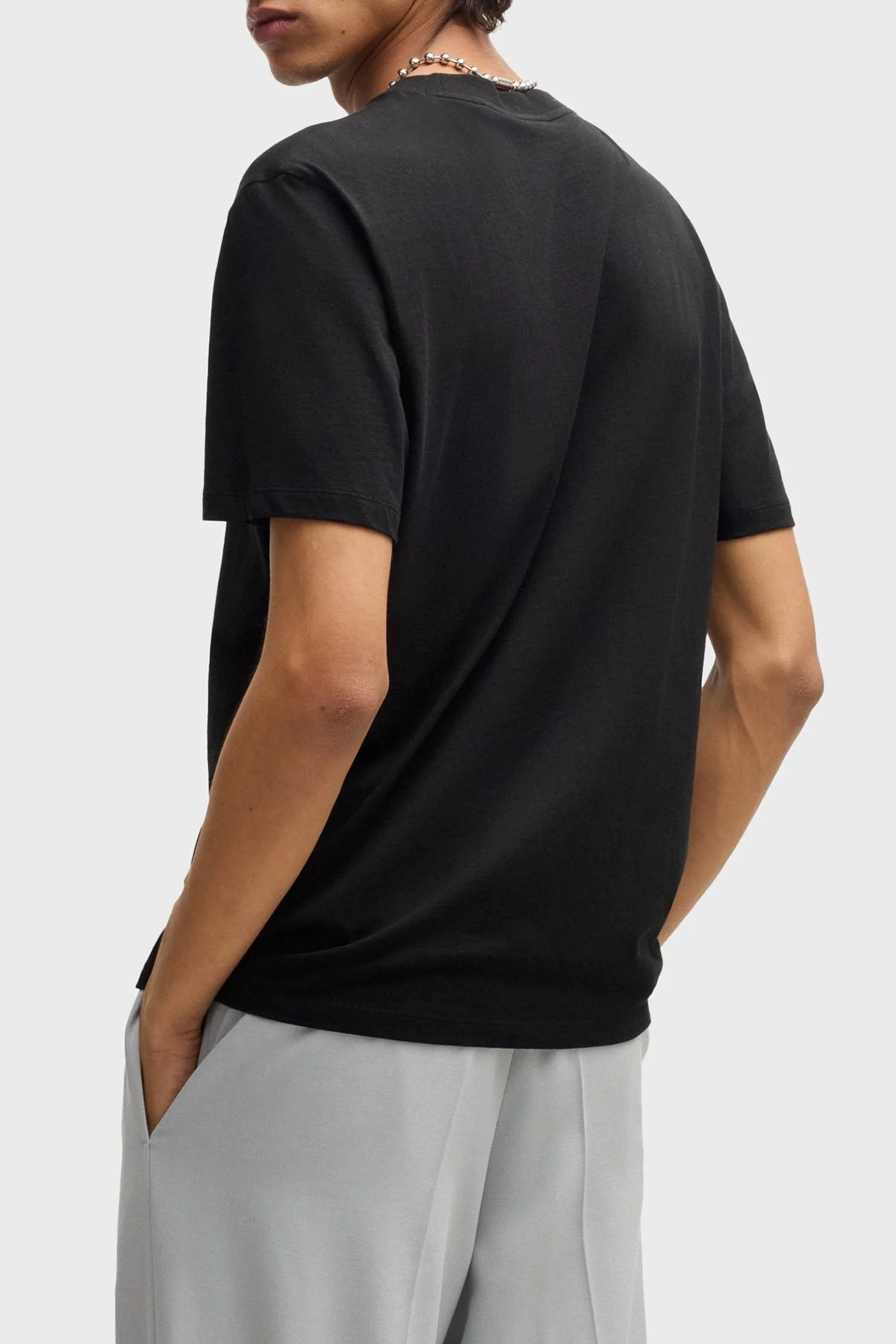 Hugo Baskılı % 100 Pamuk Relaxed Fit Bisiklet Yaka Erkek T Shirt 50530683 001 SİYAH - 3