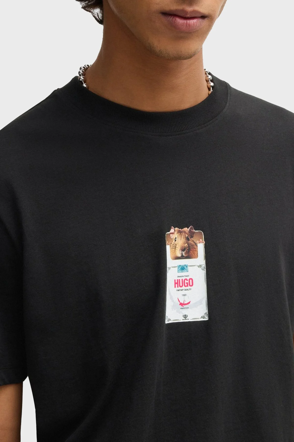 Hugo Baskılı % 100 Pamuk Relaxed Fit Bisiklet Yaka Erkek T Shirt 50530683 001 SİYAH - 4