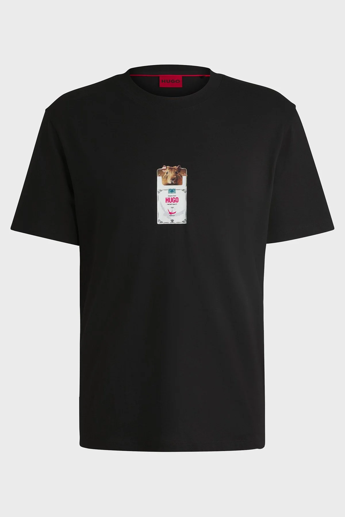 Hugo Baskılı % 100 Pamuk Relaxed Fit Bisiklet Yaka Erkek T Shirt 50530683 001 SİYAH - 5