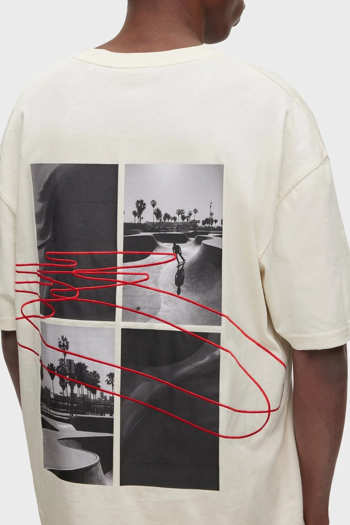 Hugo Baskılı Bisiklet Yaka % 100 Pamuk Oversize Erkek T Shirt 50491813 118 EKRU - 4