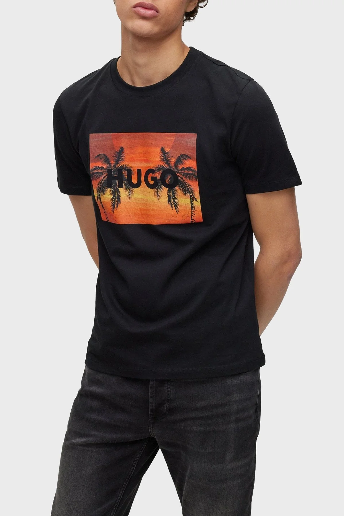 Hugo Baskılı Bisiklet Yaka % 100 Pamuk Regular Fit Erkek T Shirt 50488952 001 SİYAH - 1