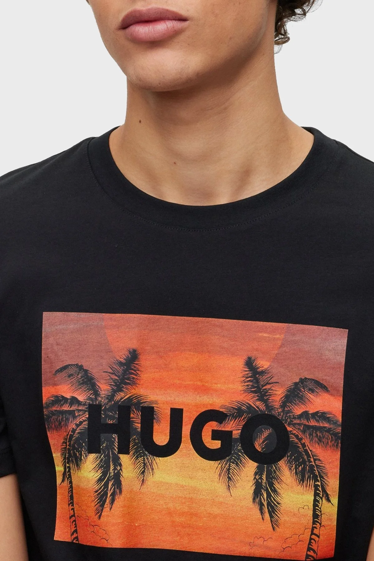 Hugo Baskılı Bisiklet Yaka % 100 Pamuk Regular Fit Erkek T Shirt 50488952 001 SİYAH - 4