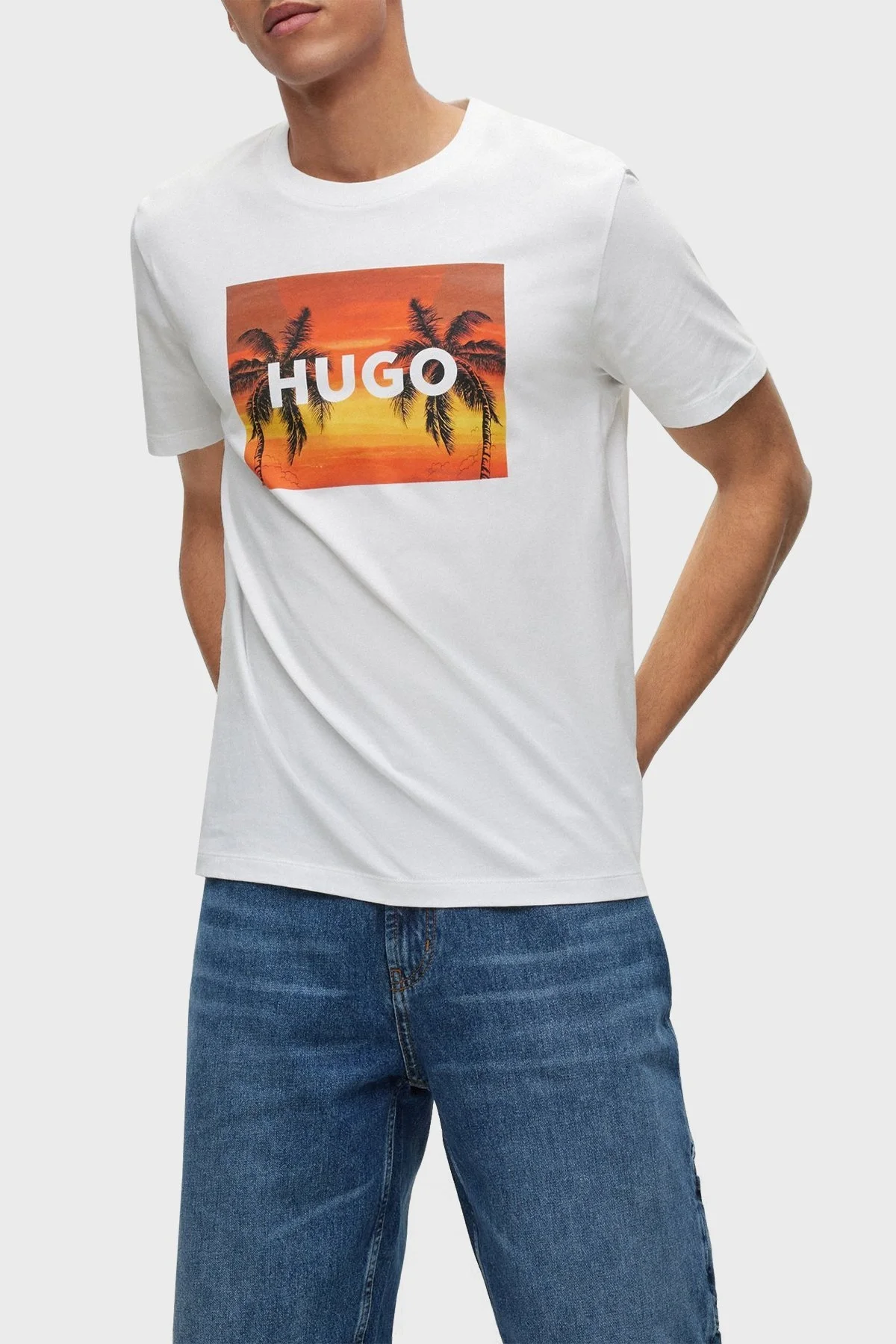 Hugo Baskılı Bisiklet Yaka % 100 Pamuk Regular Fit Erkek T Shirt 50488952 100 BEYAZ - 1