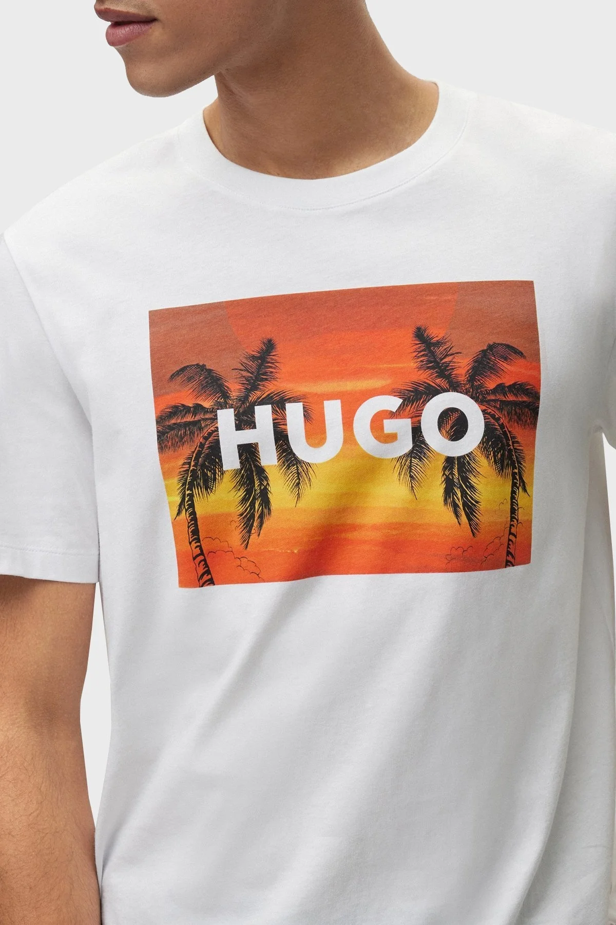 Hugo Baskılı Bisiklet Yaka % 100 Pamuk Regular Fit Erkek T Shirt 50488952 100 BEYAZ - 3