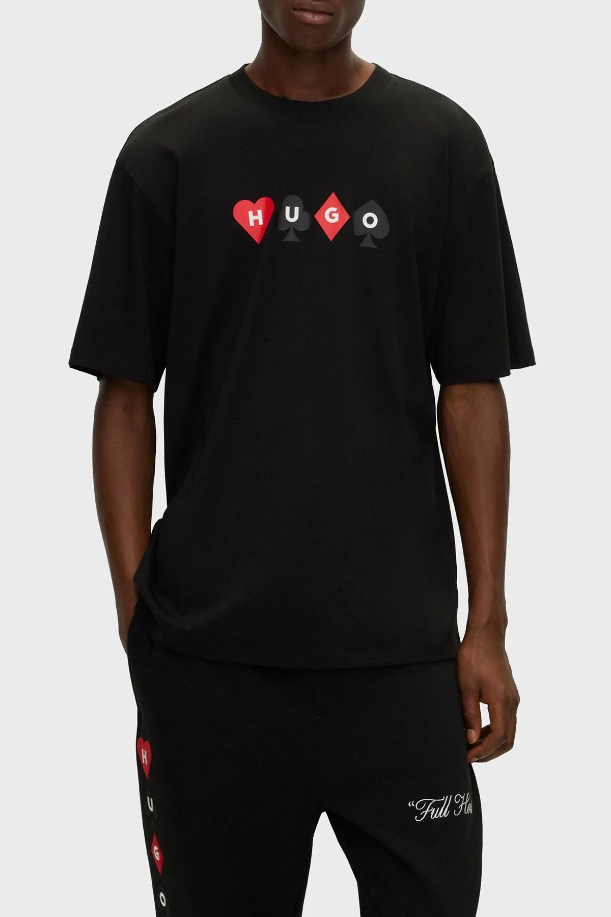 Hugo Baskılı Bisiklet Yaka % 100 Pamuk Relaxed Fit Erkek T Shirt 50499720 001 SİYAH - 1
