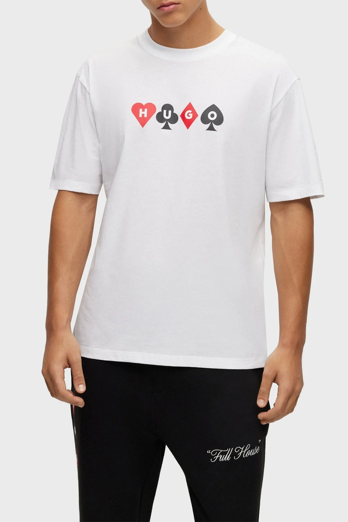 Hugo Baskılı Bisiklet Yaka % 100 Pamuk Relaxed Fit Erkek T Shirt 50499720 100 BEYAZ - 1