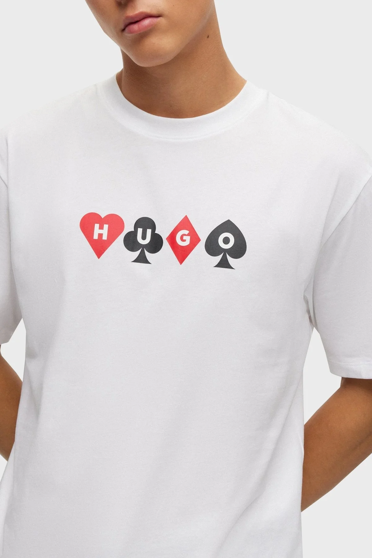 Hugo Baskılı Bisiklet Yaka % 100 Pamuk Relaxed Fit Erkek T Shirt 50499720 100 BEYAZ - 2
