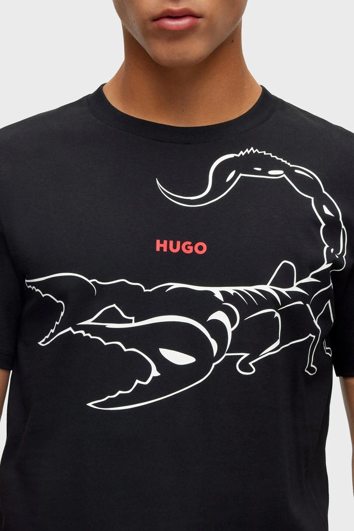 Hugo Baskılı Bisiklet Yaka Regular Fit Pamuklu Jarse Erkek T Shirt 50498196 001 SİYAH - 2