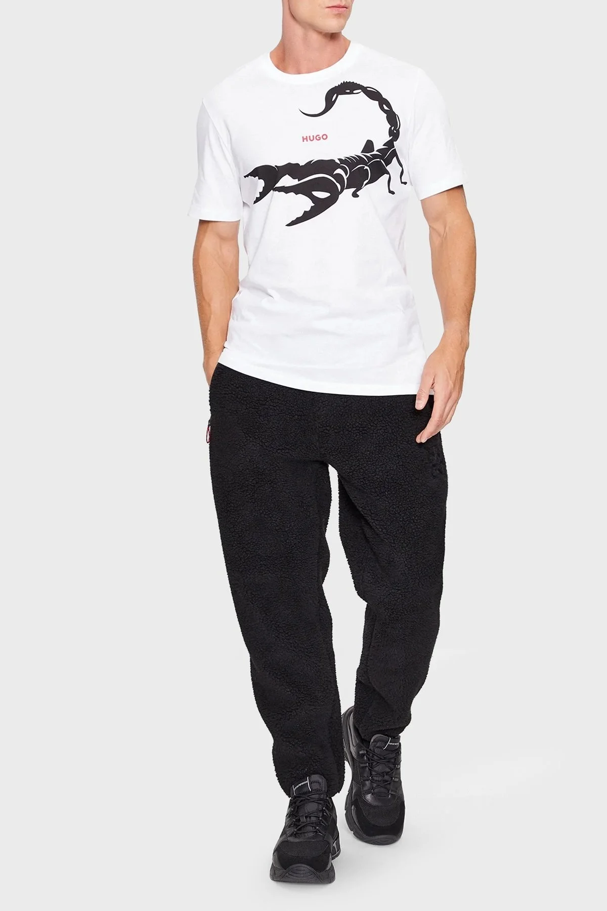 Hugo Baskılı Bisiklet Yaka Regular Fit Pamuklu Jarse Erkek T Shirt 50498196 100 BEYAZ - 2