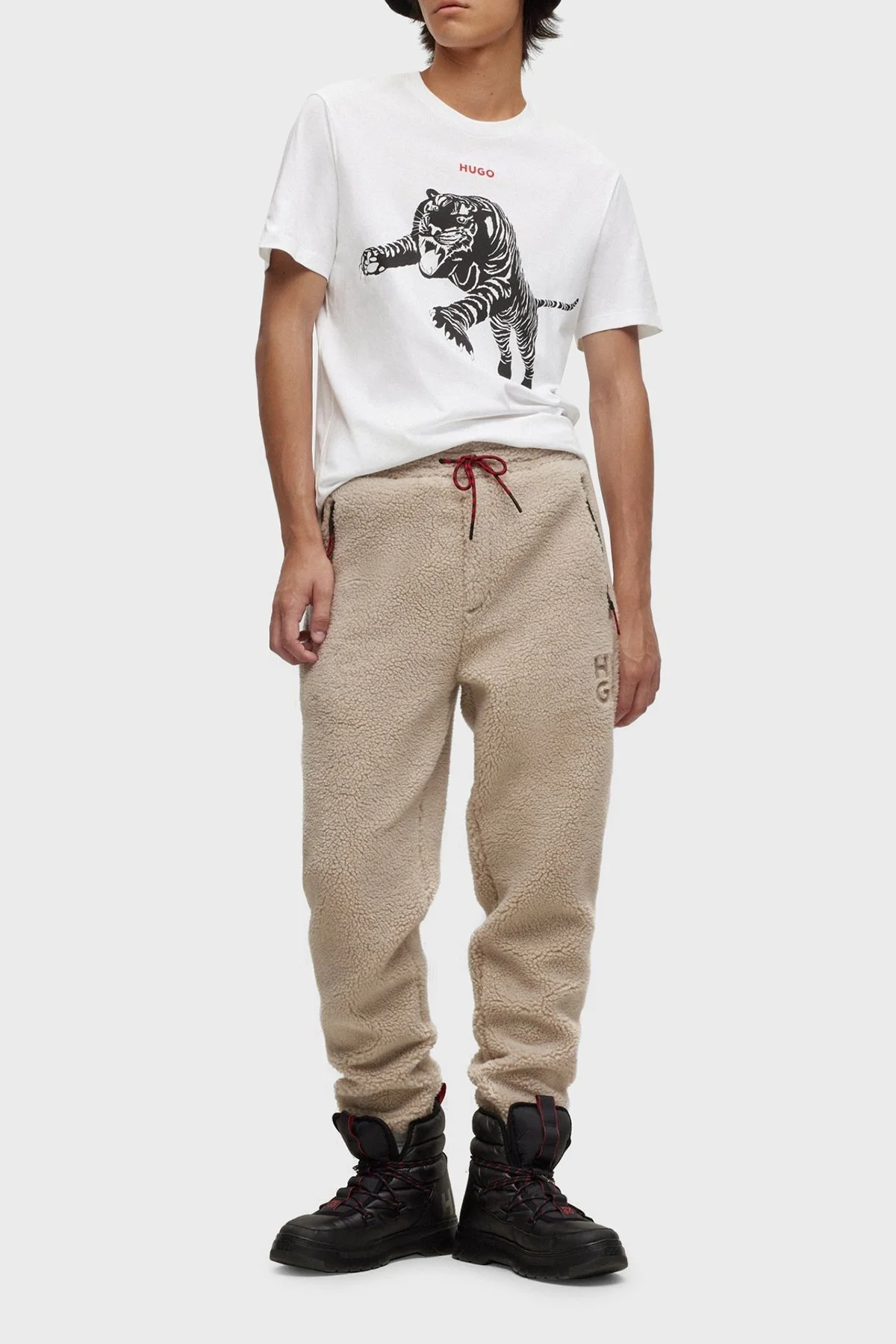 Hugo Baskılı Bisiklet Yaka Regular Fit Pamuklu Jarse Erkek T Shirt 50498196 120 BEYAZ - 4