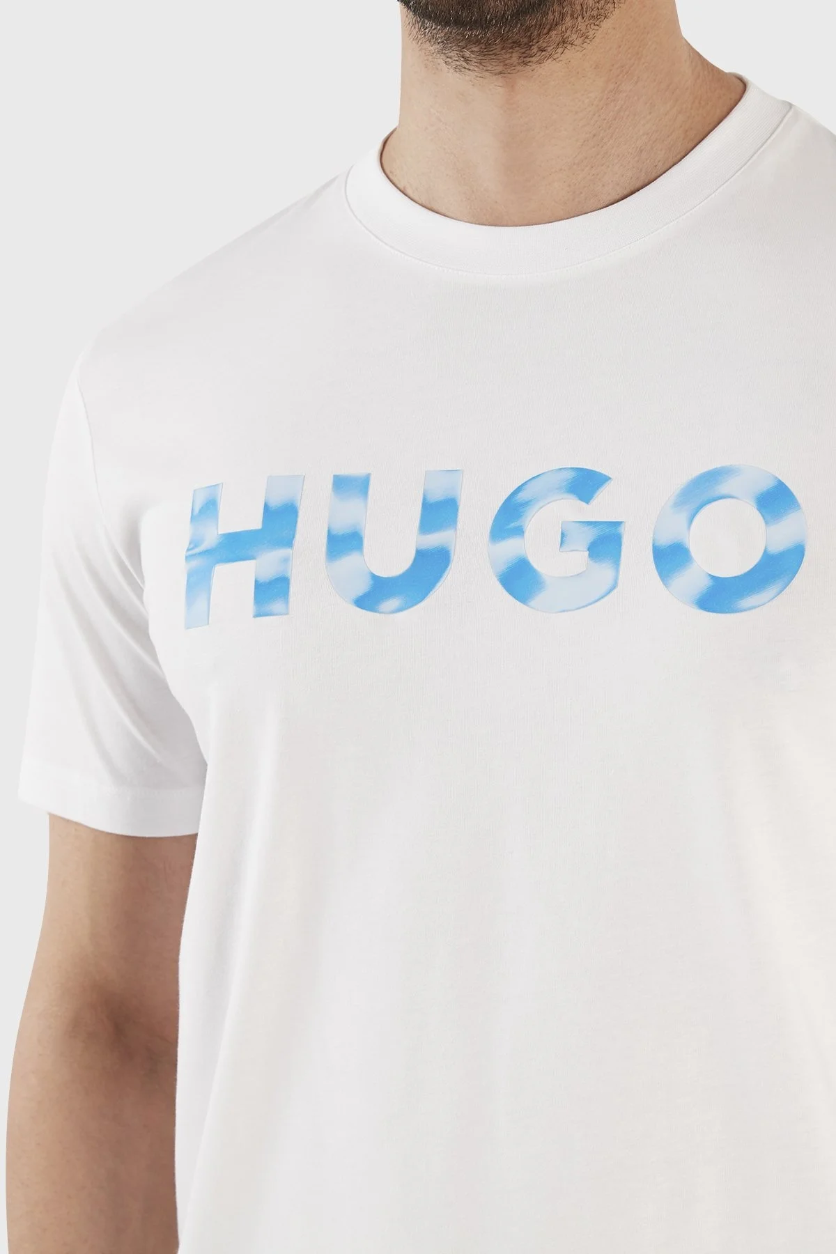 Hugo Baskılı Organik Pamuklu Regular Fit Bisiklet Yaka Erkek T Shirt 50489662 100 BEYAZ - 5