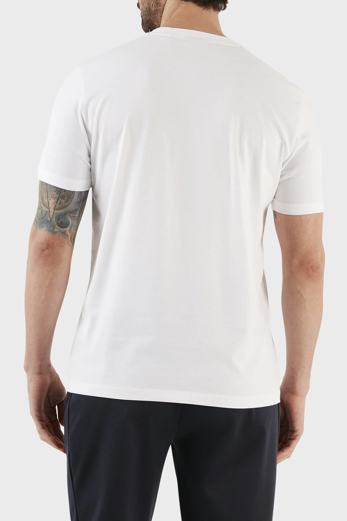 Hugo Baskılı Organik Pamuklu Regular Fit Bisiklet Yaka Erkek T Shirt 50489662 100 BEYAZ - 6