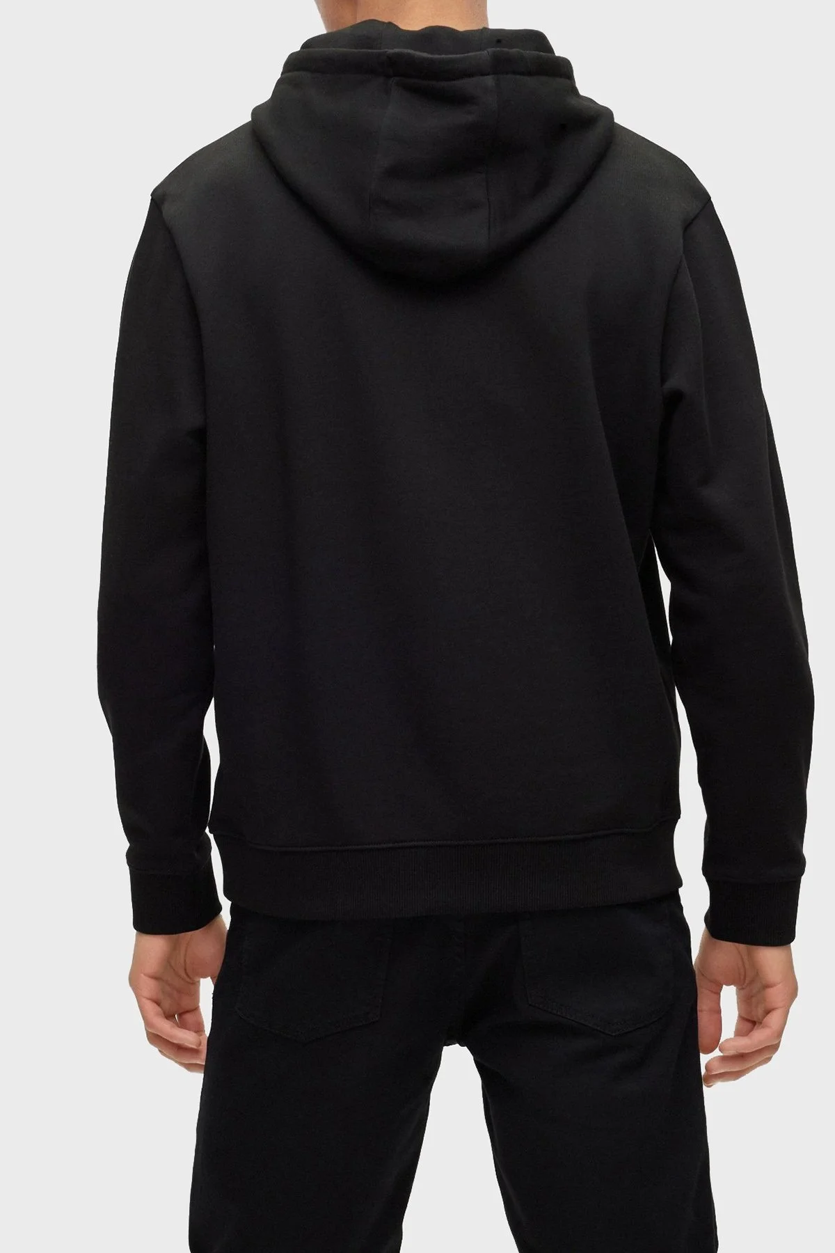 Hugo Baskılı Pamuklu Havlu Kumaştan Kapüşonlu Cepli Relaxed Fit Erkek Sweat 50491828 001 SİYAH - 3