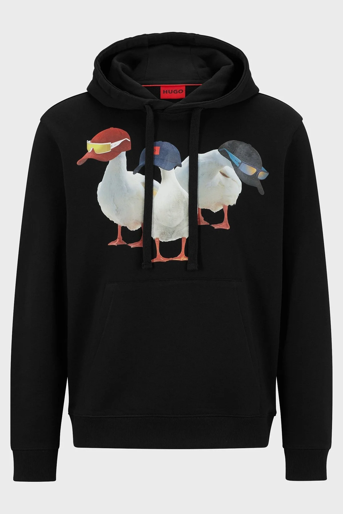 Hugo Baskılı Pamuklu Havlu Kumaştan Kapüşonlu Cepli Relaxed Fit Erkek Sweat 50491828 001 SİYAH - 5