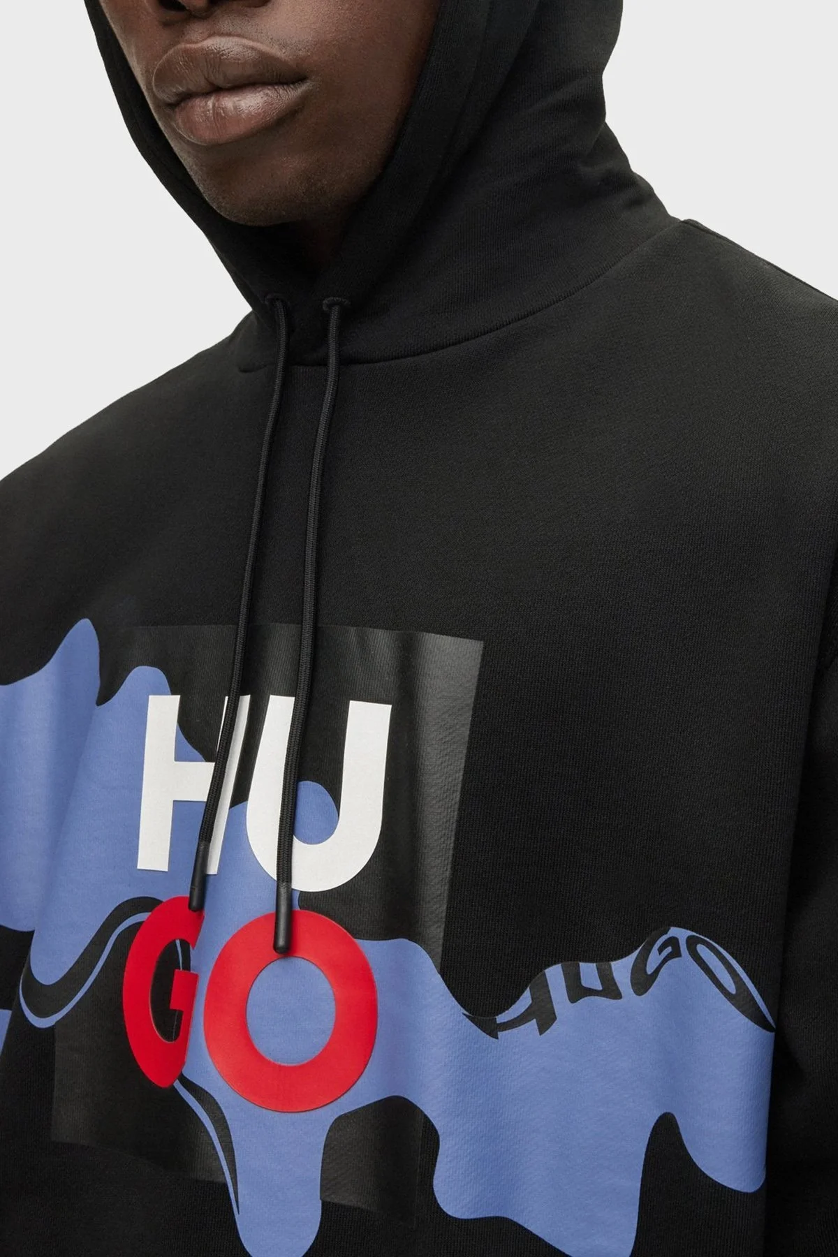 Hugo Baskılı Pamuklu Havlu Kumaştan Kapüşonlu Relaxed Fit Erkek Sweat 50482859 001 SİYAH - 4