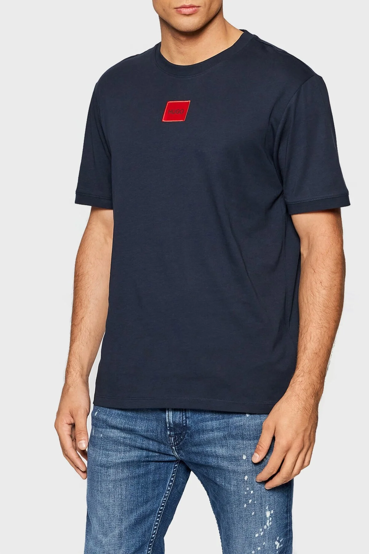 Hugo Baskılı Regular Fit Bisiklet Yaka % 100 Pamuk Erkek T Shirt 50447978 405 LACİVERT - 1