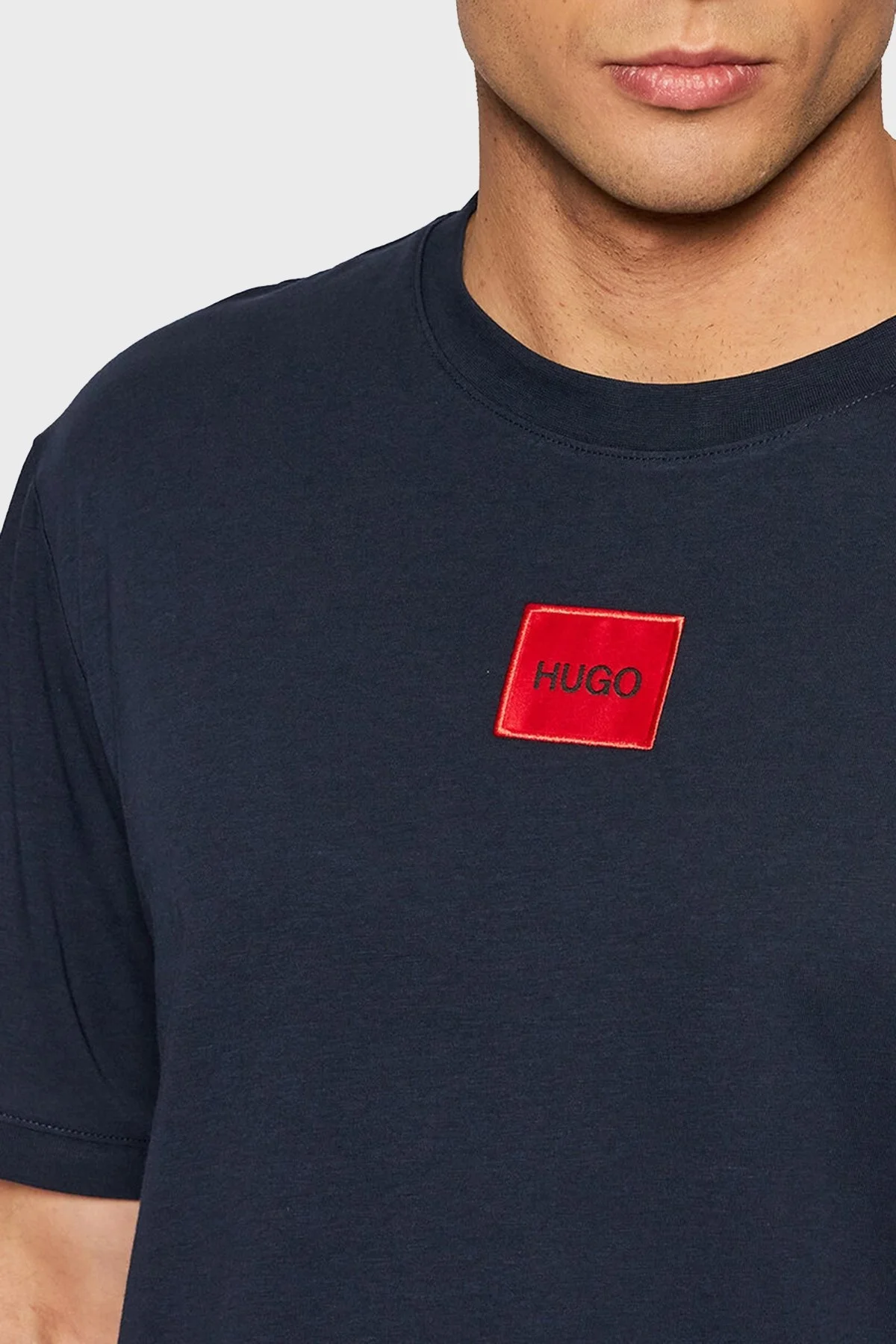 Hugo Baskılı Regular Fit Bisiklet Yaka % 100 Pamuk Erkek T Shirt 50447978 405 LACİVERT - 3