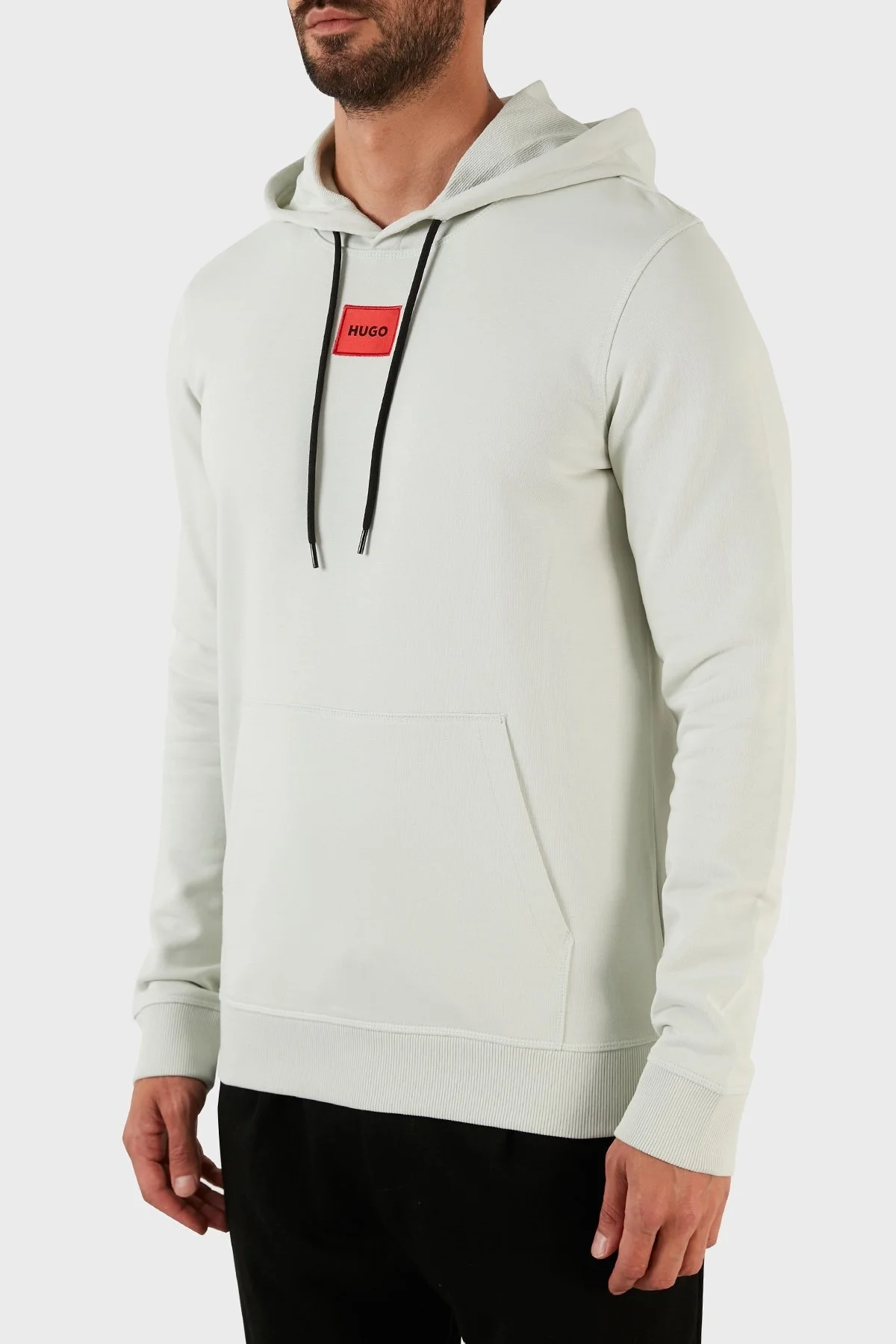 Hugo Baskılı Regular Fit Kapüşonlu Kanguru Cepli Pamuklu Erkek Sweat 50458700 331 MİNT - 3