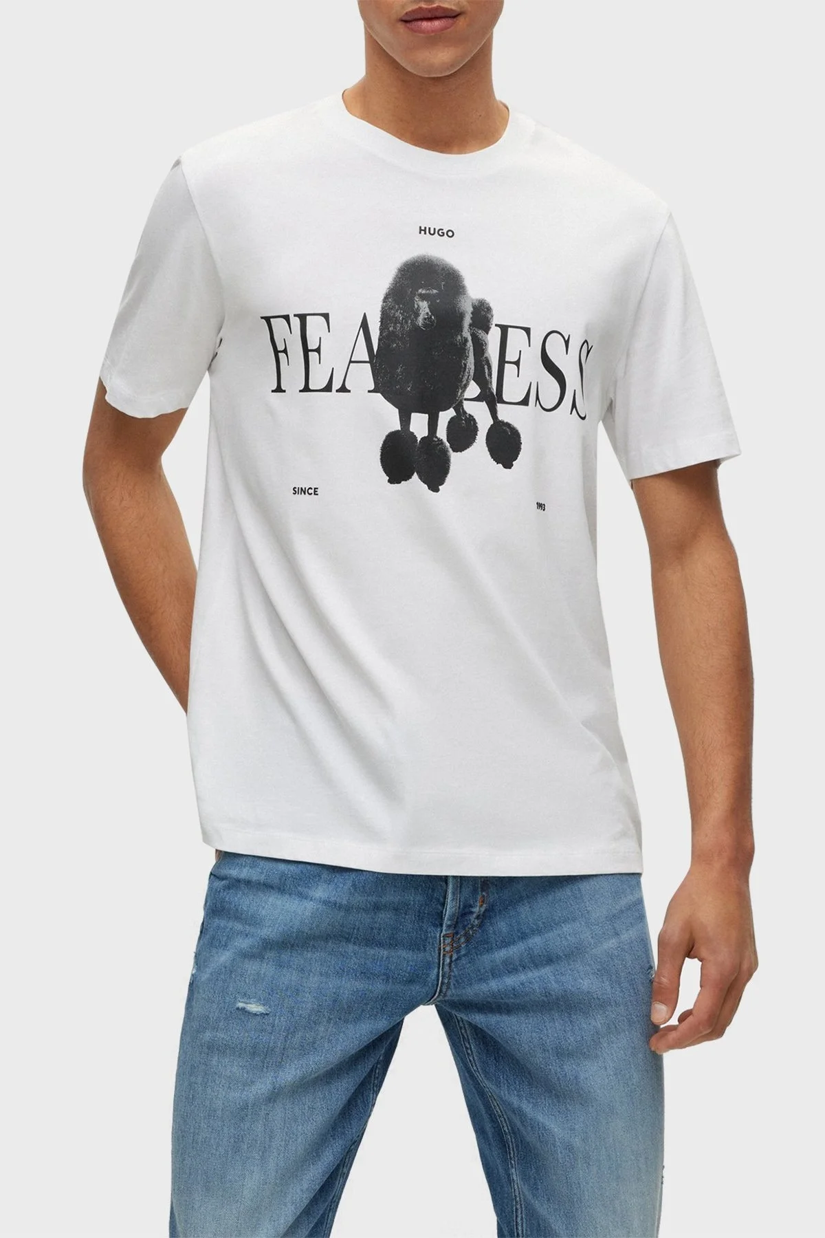 Hugo Baskılı Relaxed Fit Pamuklu Jarse Erkek T Shirt 50491814 100 BEYAZ - 1