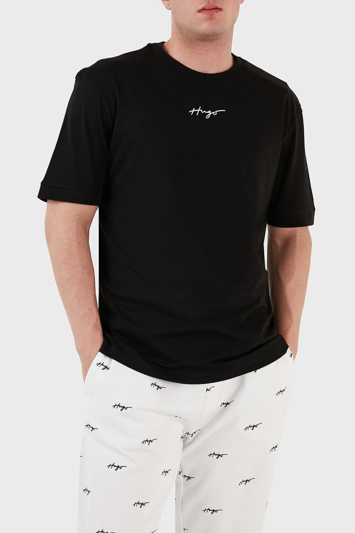 Hugo Bisiklet Yaka % 100 Pamuk Relaxed Fit Erkek T Shirt 50486471 001 SİYAH - 1