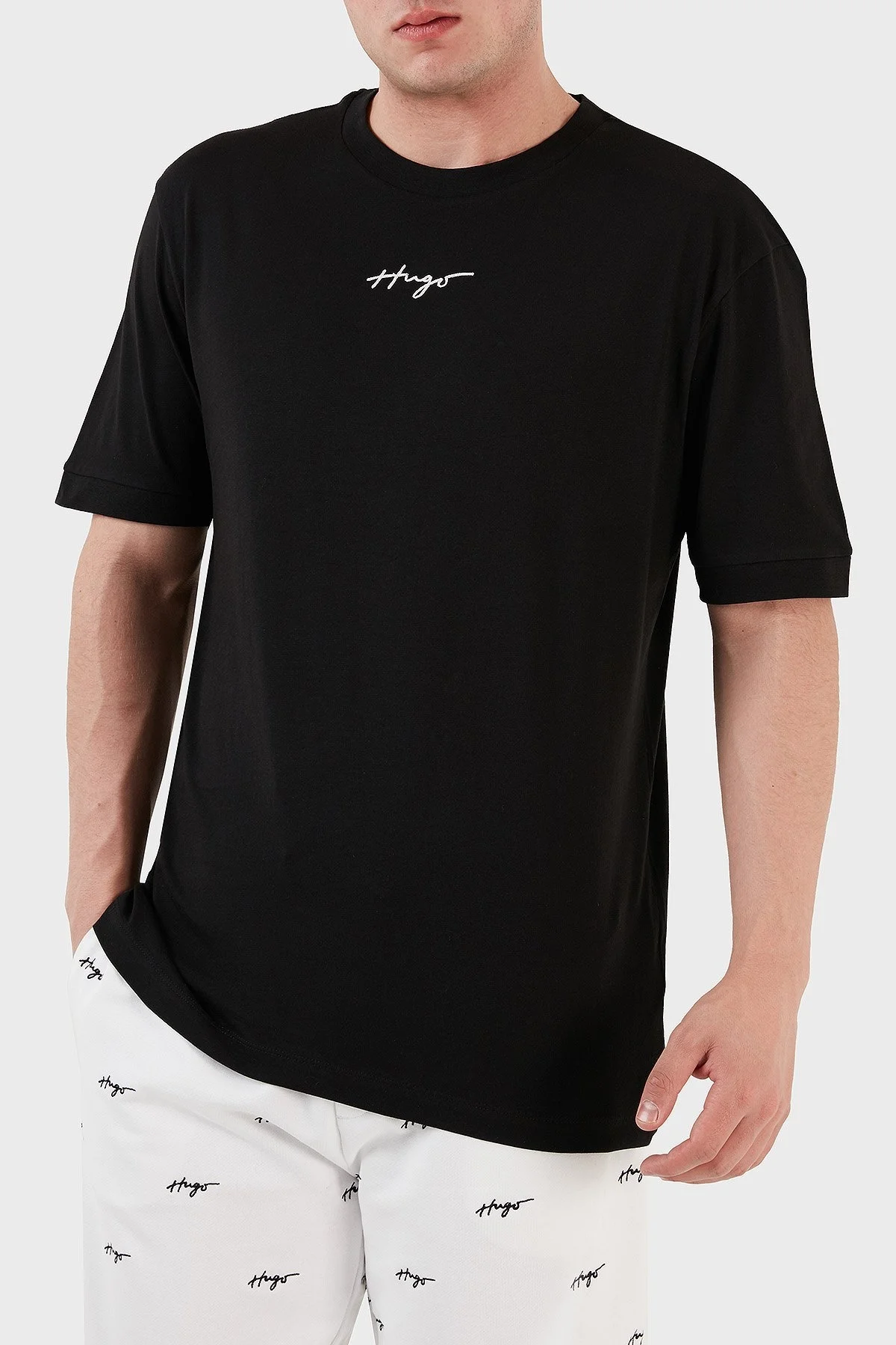 Hugo Bisiklet Yaka % 100 Pamuk Relaxed Fit Erkek T Shirt 50486471 001 SİYAH - 4