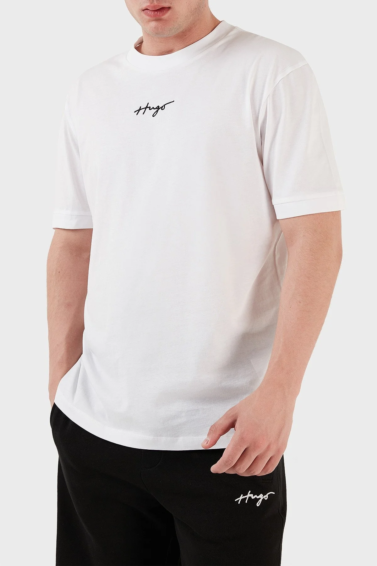 Hugo Bisiklet Yaka % 100 Pamuk Relaxed Fit Erkek T Shirt 50486471 100 BEYAZ - 1