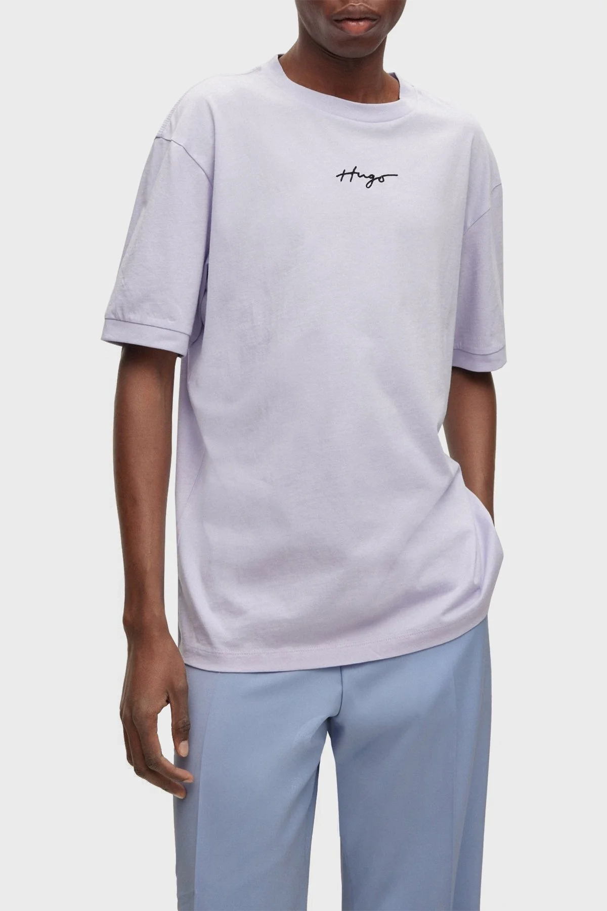 Hugo Bisiklet Yaka % 100 Pamuk Relaxed Fit Erkek T Shirt 50486471 535 LİLA - 1